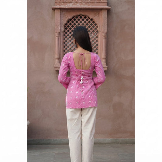 Embellished Corset Short Kurti with Flared Sleeves