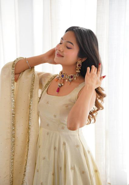 Women's Embroidered Anarkali Kurta Set with Dupatta