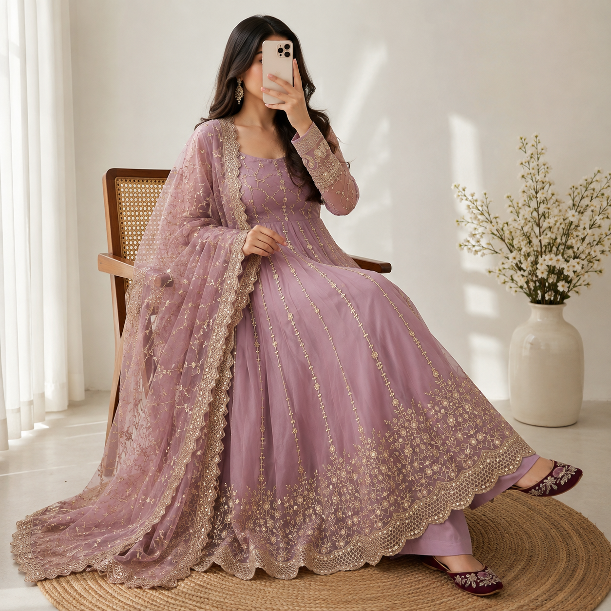 Women’s Premium Embroidered Anarkali Suit Set