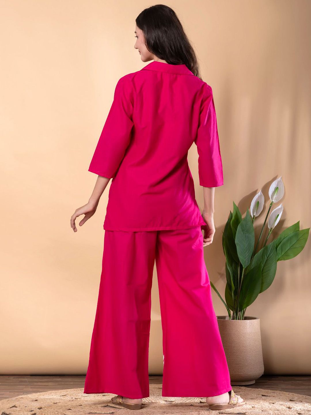 Embroidered Shirt & Palazzo Co-ord Set