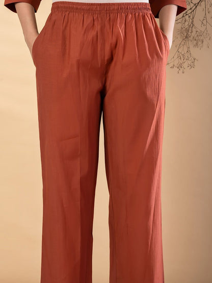Women Regular Floral Embroidered Pure Silk Kurta with Trousers