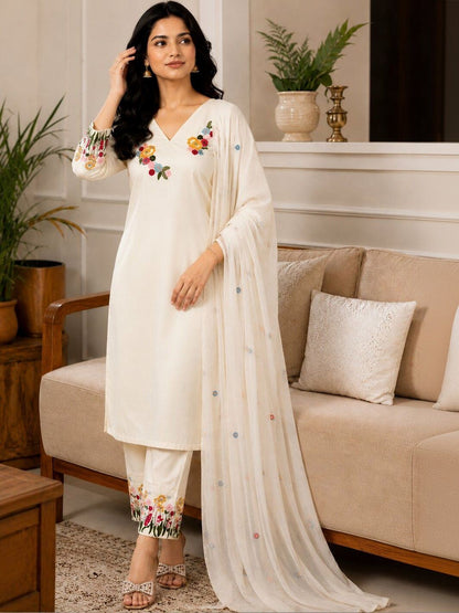 Ivory Bloom Embroidered Kurta Set