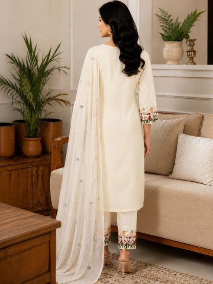 Ivory Bloom Embroidered Kurta Set