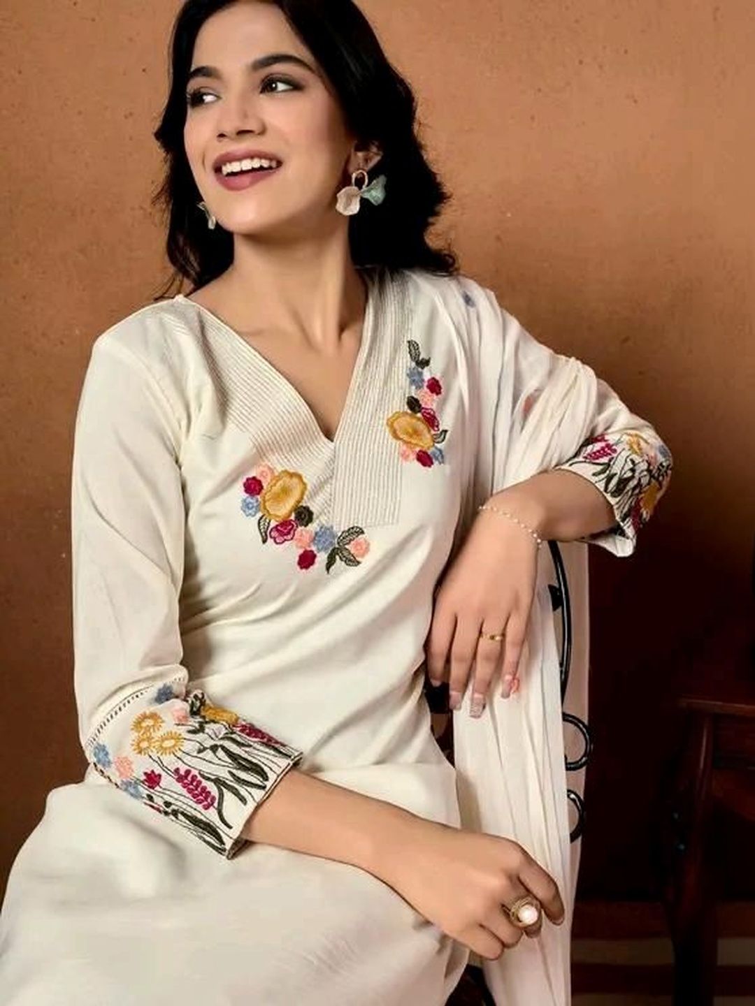 Ivory Bloom Embroidered Kurta Set