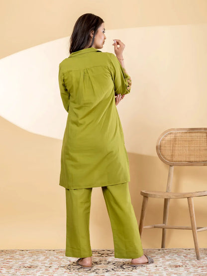Embroidered Cotton Flex Kurta & Palazzo Co-ord Set