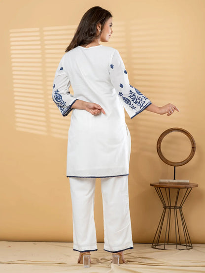 Embroidered Mul Cotton Kurta & Palazzo Co-ord Set