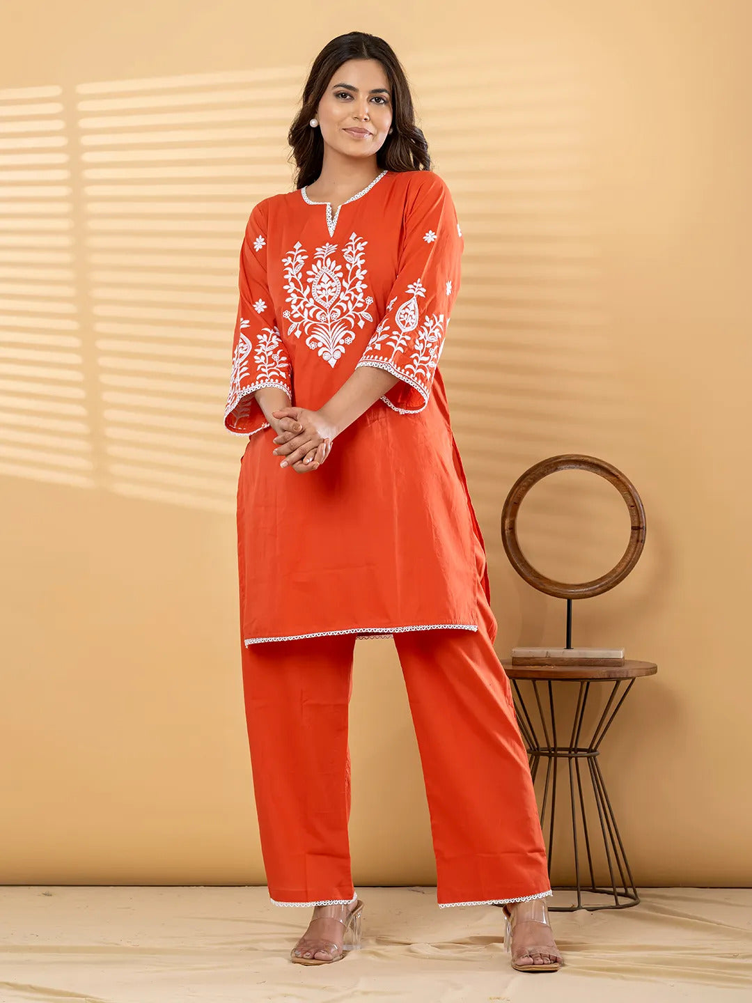 Embroidered Cotton Kurta & Palazzo Co-Ord Set