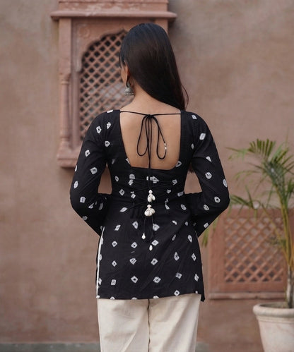 Embellished Corset Short Kurti with Flared Sleeves