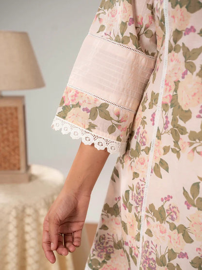 Floral Printed Cotton A-Line Kurta & Palazzo Co-Ord Set