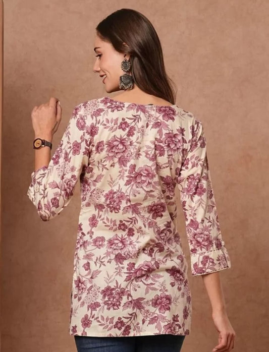 Women's Floral Printed Short Kurti