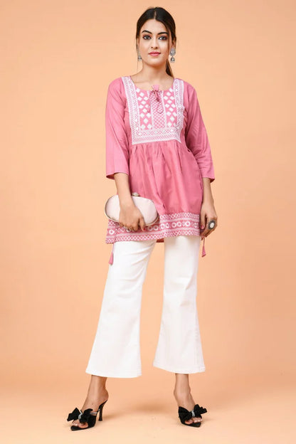 Women's Embroidered Peplum Short Kurti