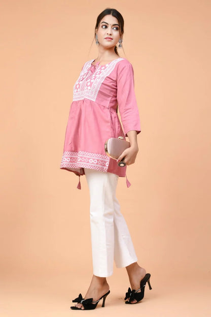 Women's Embroidered Peplum Short Kurti