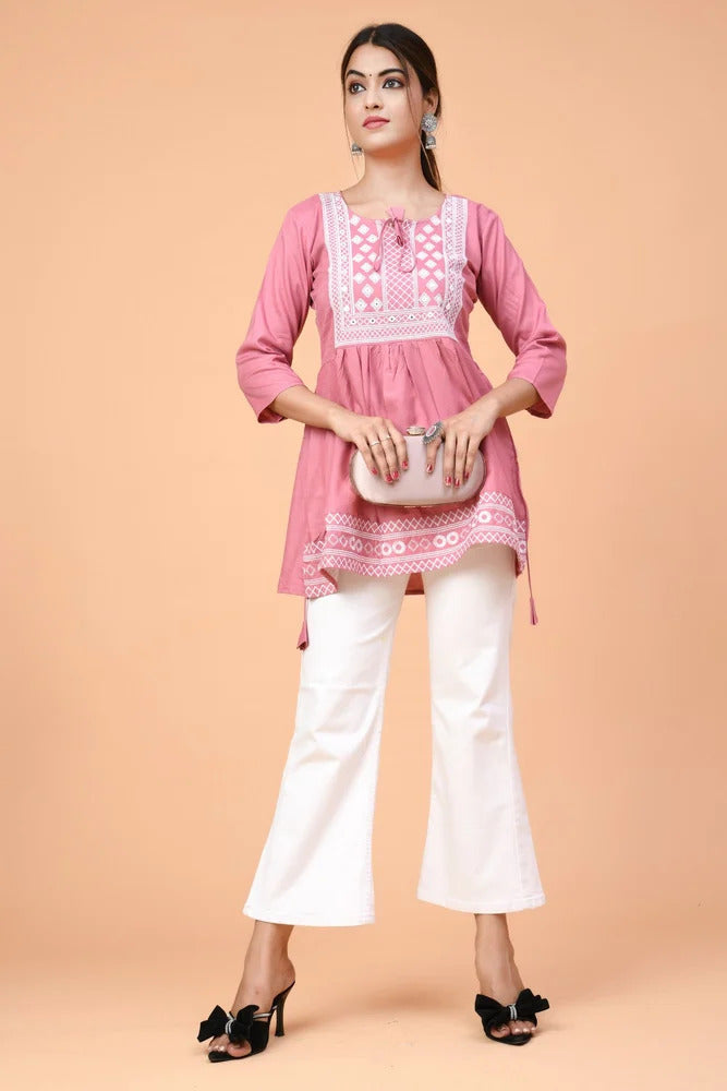 Women's Embroidered Peplum Short Kurti