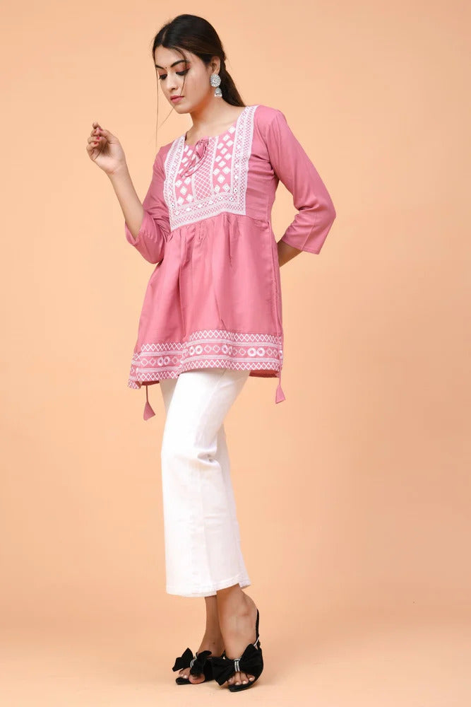Women's Embroidered Peplum Short Kurti