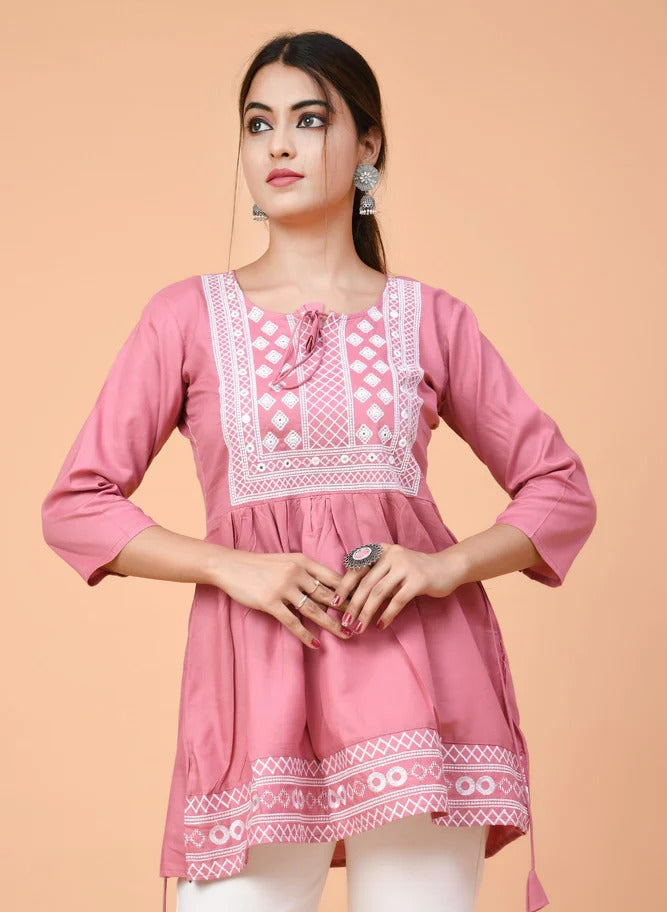 Women's Embroidered Peplum Short Kurti