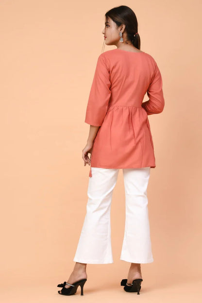 Women's Embroidered Peplum Short Kurti
