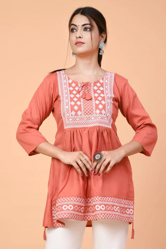 Women's Embroidered Peplum Short Kurti