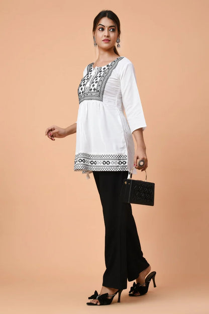 Women's Embroidered Peplum Short Kurti