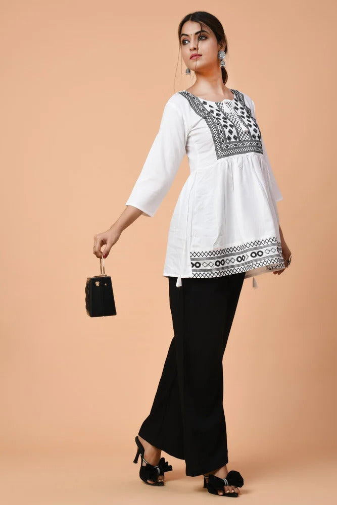 Women's Embroidered Peplum Short Kurti