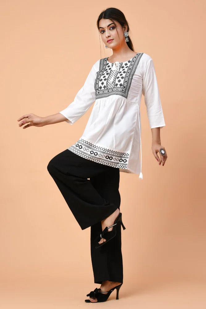 Women's Embroidered Peplum Short Kurti