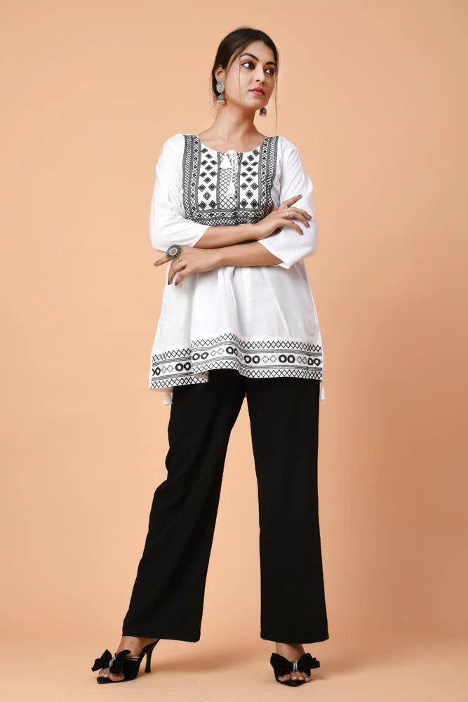 Women's Embroidered Peplum Short Kurti