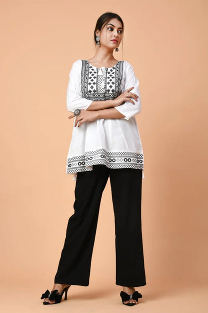 Women's Embroidered Peplum Short Kurti