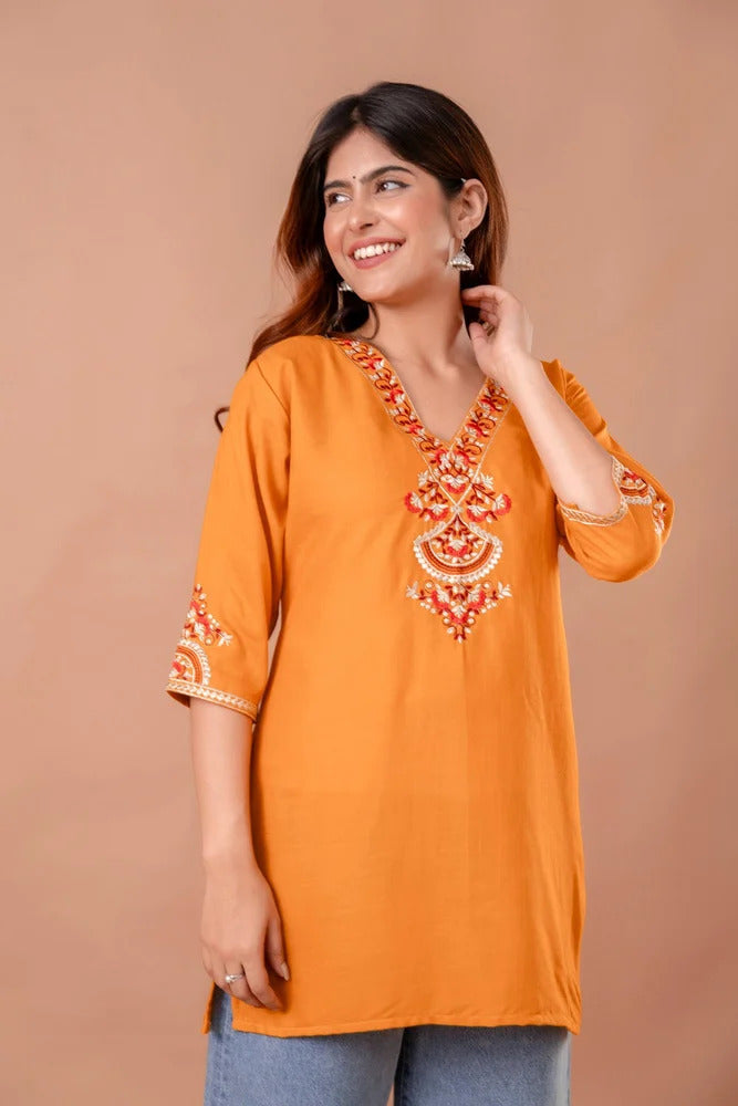 Women's Embroidered Short Kurti